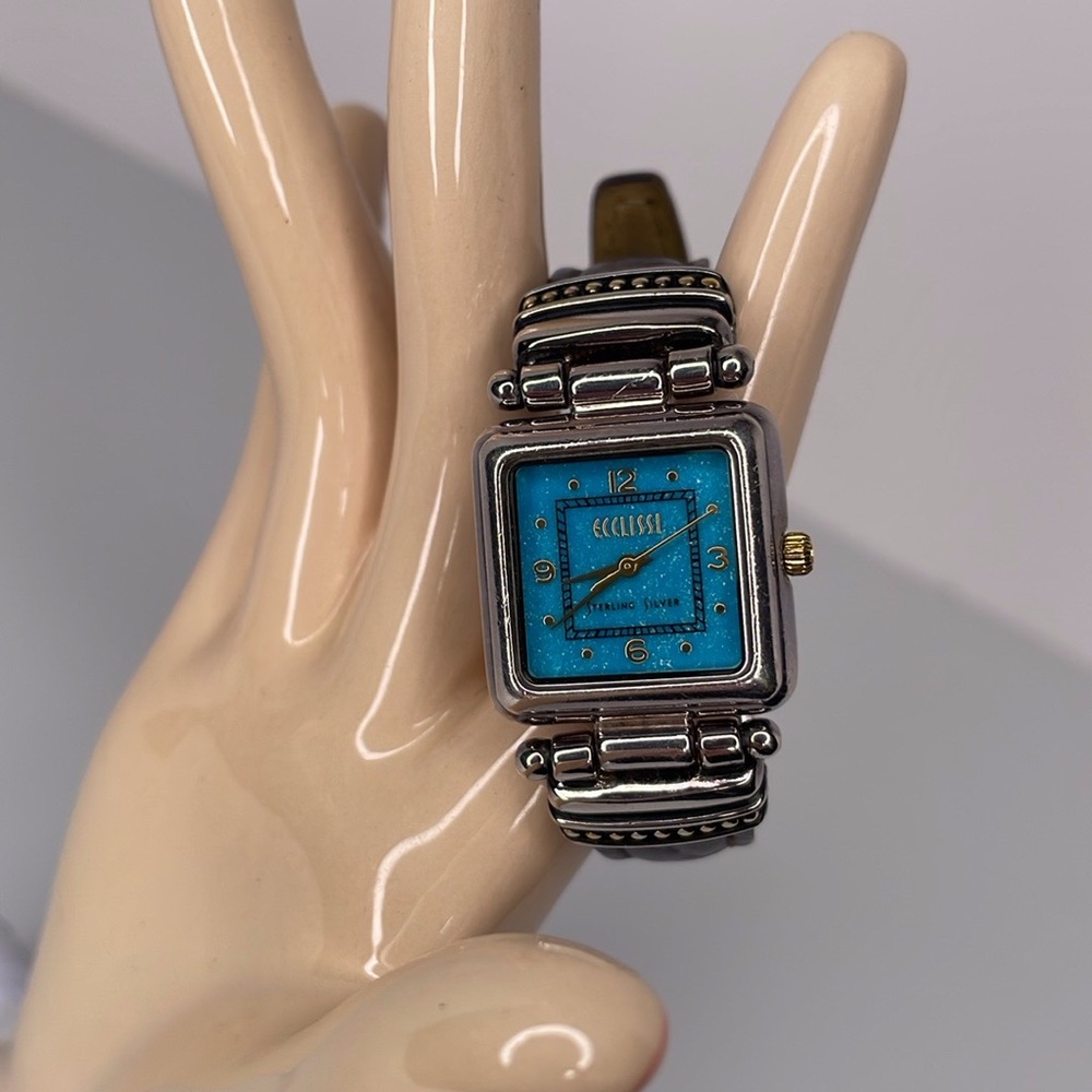 Ecclissi Watch Two Toned Turquoise Face Watch